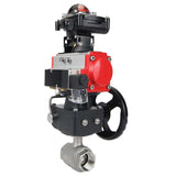 Válvula de bola de acero inoxidable Elephant kshmp316-elephant-da-4m310-24v-apl-210n-hdm, material del cuerpo - acero inoxidable AISI 316, material de la bola - acero inoxidable AISI 316, sello - PTFE, actuador neumático operado