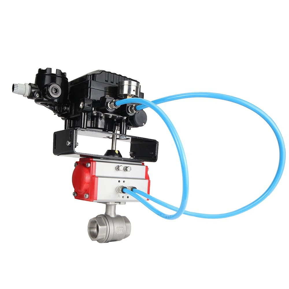 Válvula de bola de acero inoxidable Elephant kshmp316-elephant-da-yt1000rsn, material del cuerpo - acero inoxidable AISI 316, material de la bola - acero inoxidable AISI 316, sello - PTFE, actuador neumático operado