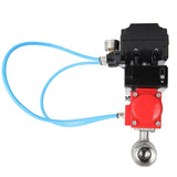Válvula de bola de acero inoxidable Elephant kshmp316-elephant-sa-yt1000rsi, material del cuerpo - acero inoxidable AISI 316, material de la bola - acero inoxidable AISI 316, sello - PTFE, actuador neumático operado