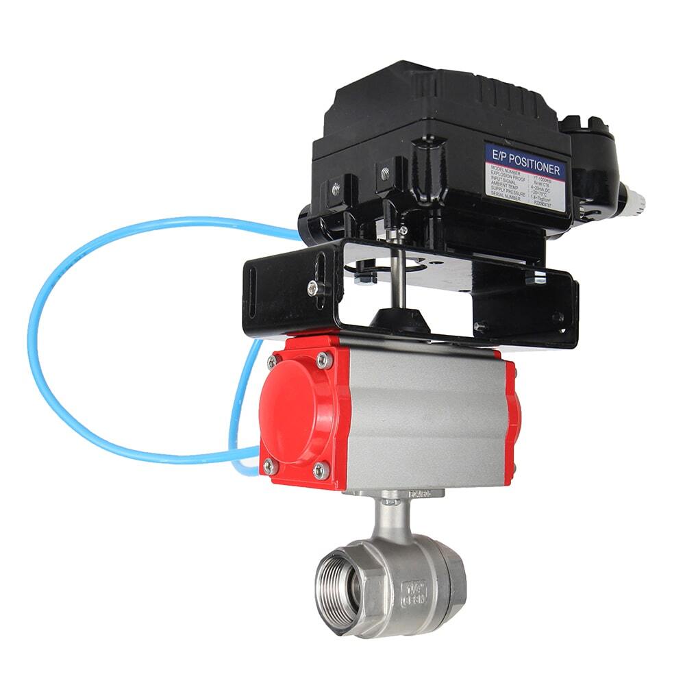 Válvula de bola de acero inoxidable Elephant kshmp316-elephant-da-yt1000rsn, material del cuerpo - acero inoxidable AISI 316, material de la bola - acero inoxidable AISI 316, sello - PTFE, actuador neumático operado