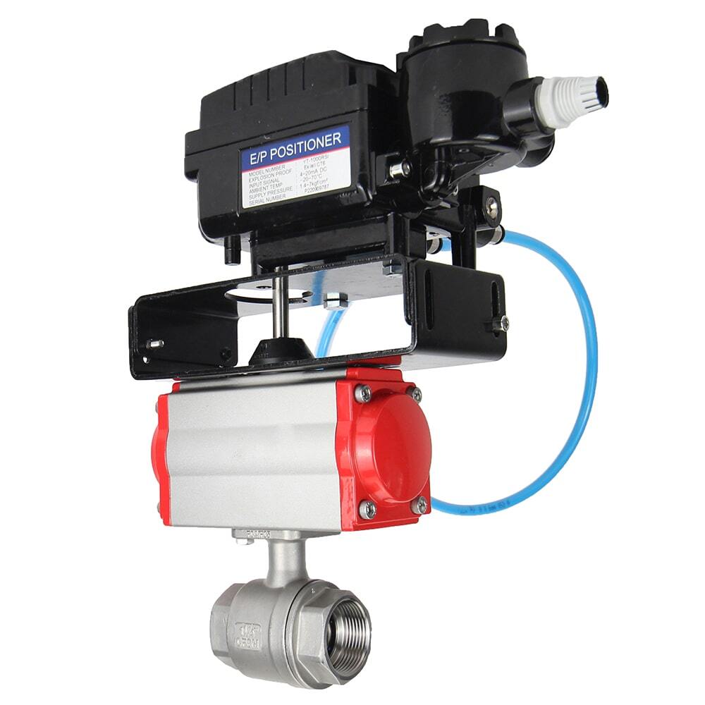 Válvula de bola de acero inoxidable Elephant kshmp316-elephant-da-yt1000rsi, material del cuerpo - acero inoxidable AISI 316, material de la bola - acero inoxidable AISI 316, sello - PTFE, actuador neumático operado