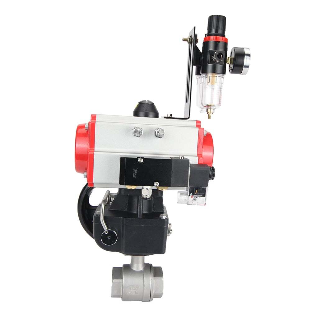 Válvula de bola de acero inoxidable Elephant kshmp316-elephant-da-4m310-24-hdm-afc2000, material del cuerpo - acero inoxidable AISI 316, material de la bola - acero inoxidable AISI 316, sello - PTFE, actuador neumático operado