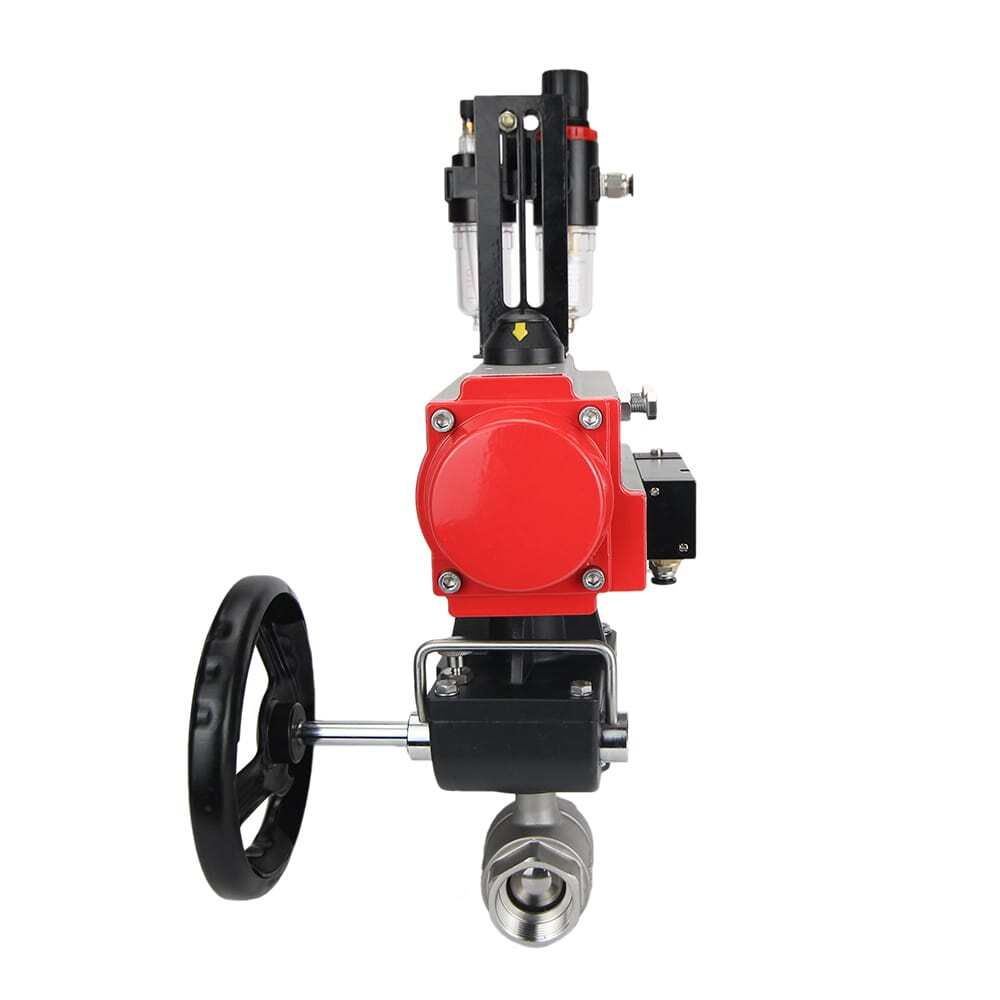 Válvula de bola de acero inoxidable Elephant kshmp316-elephant-da-4m310-24-hdm-afc2000, material del cuerpo - acero inoxidable AISI 316, material de la bola - acero inoxidable AISI 316, sello - PTFE, actuador neumático operado