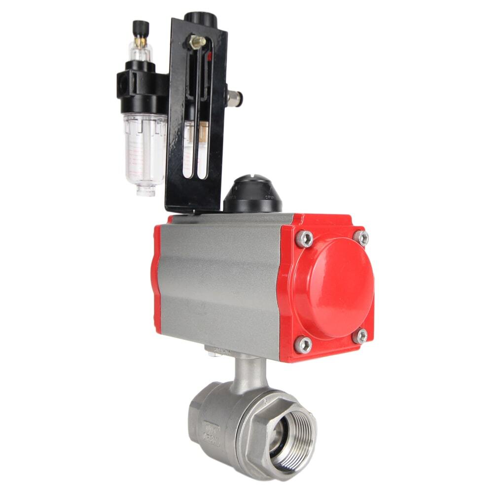 Válvula de bola de acero inoxidable Elephant kshmp316-elephant-sa-4m310-24-afc2000, material del cuerpo - acero inoxidable AISI 316, material de la bola - acero inoxidable AISI 316, sello - PTFE, actuador neumático operado