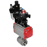 Stainless steel ball valve Elephant BVMP.316.230-ISO 914 PSI, threaded, full port, body material - stainless steel AISI 316, with pneumatic actuator with return springs Elephant SA, pneumatic distributor 4M310-08 24V, limit switch block APL-410N EX, air
