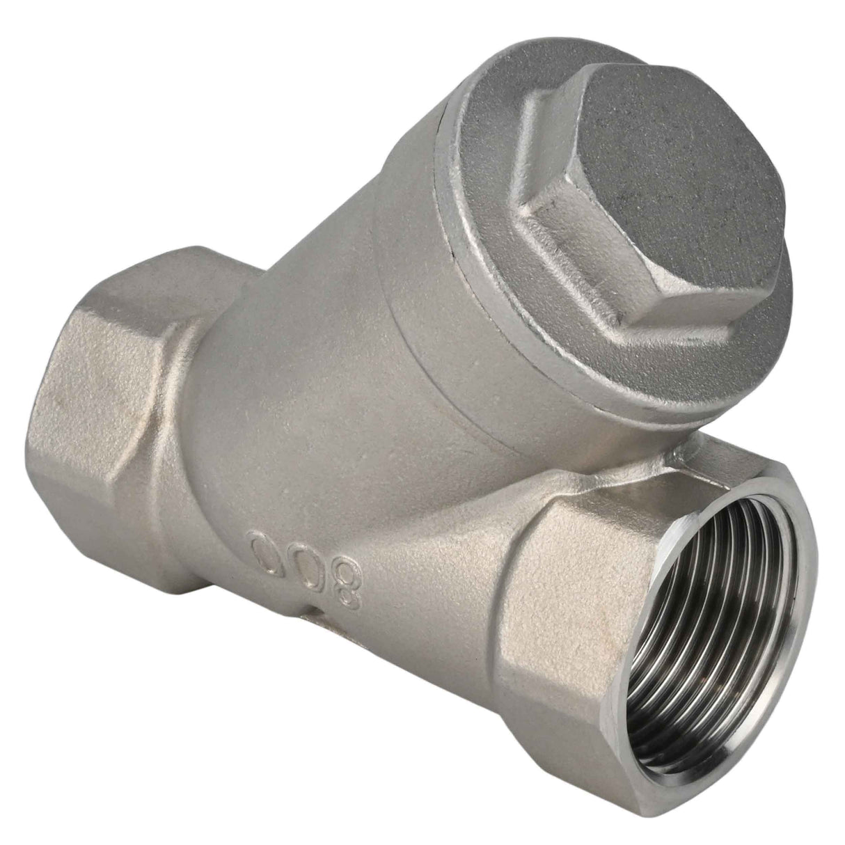Clapet anti-retour à ressort Elephant VCSY3131P-T en forme de Y, matériau du corps - Acier inoxydable AISI 304, matériau du corps de verrouillage - Acier inoxydable 304, joint - PTFE, fileté