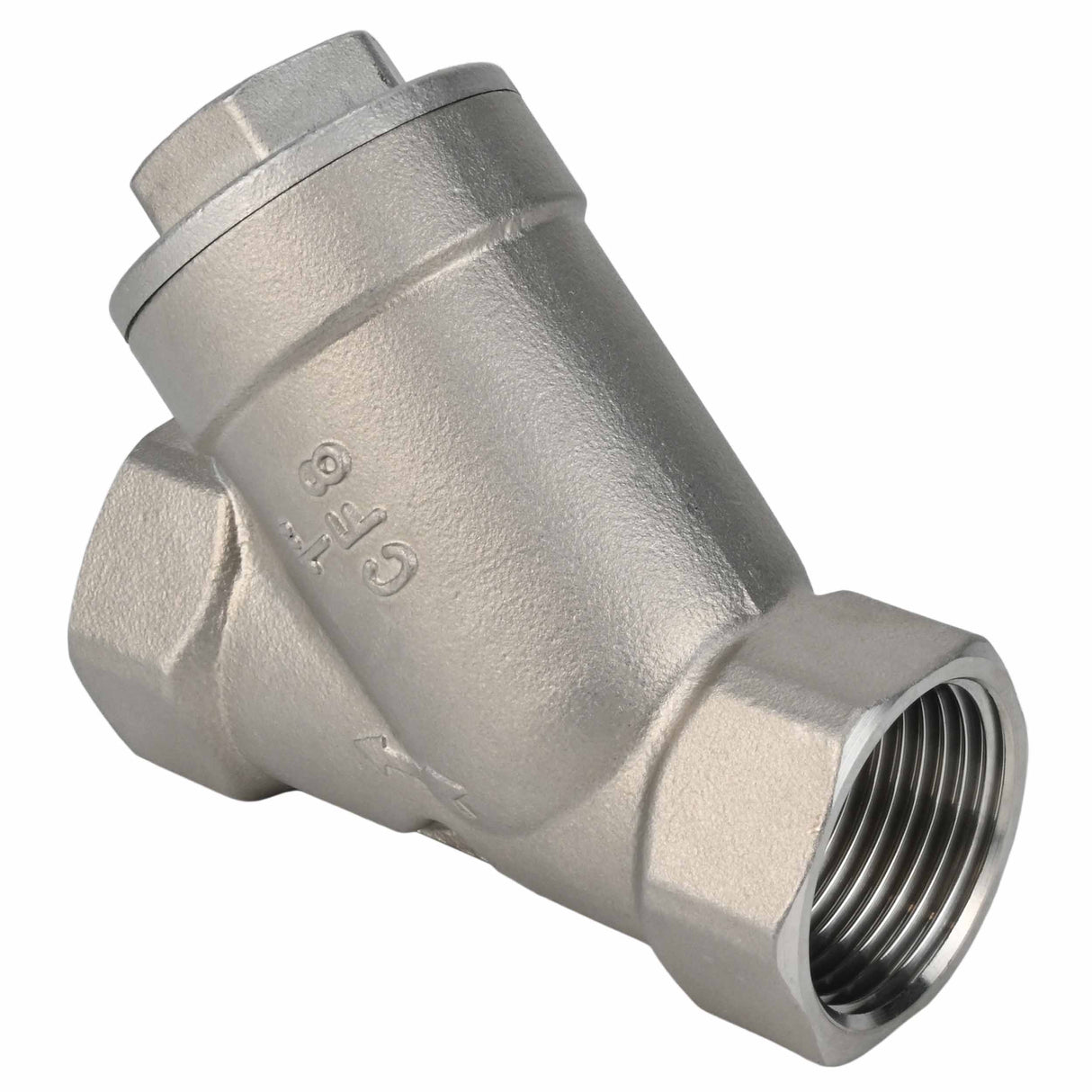 Clapet anti-retour à ressort Elephant VCSY3131P-T en forme de Y, matériau du corps - Acier inoxydable AISI 304, matériau du corps de verrouillage - Acier inoxydable 304, joint - PTFE, fileté