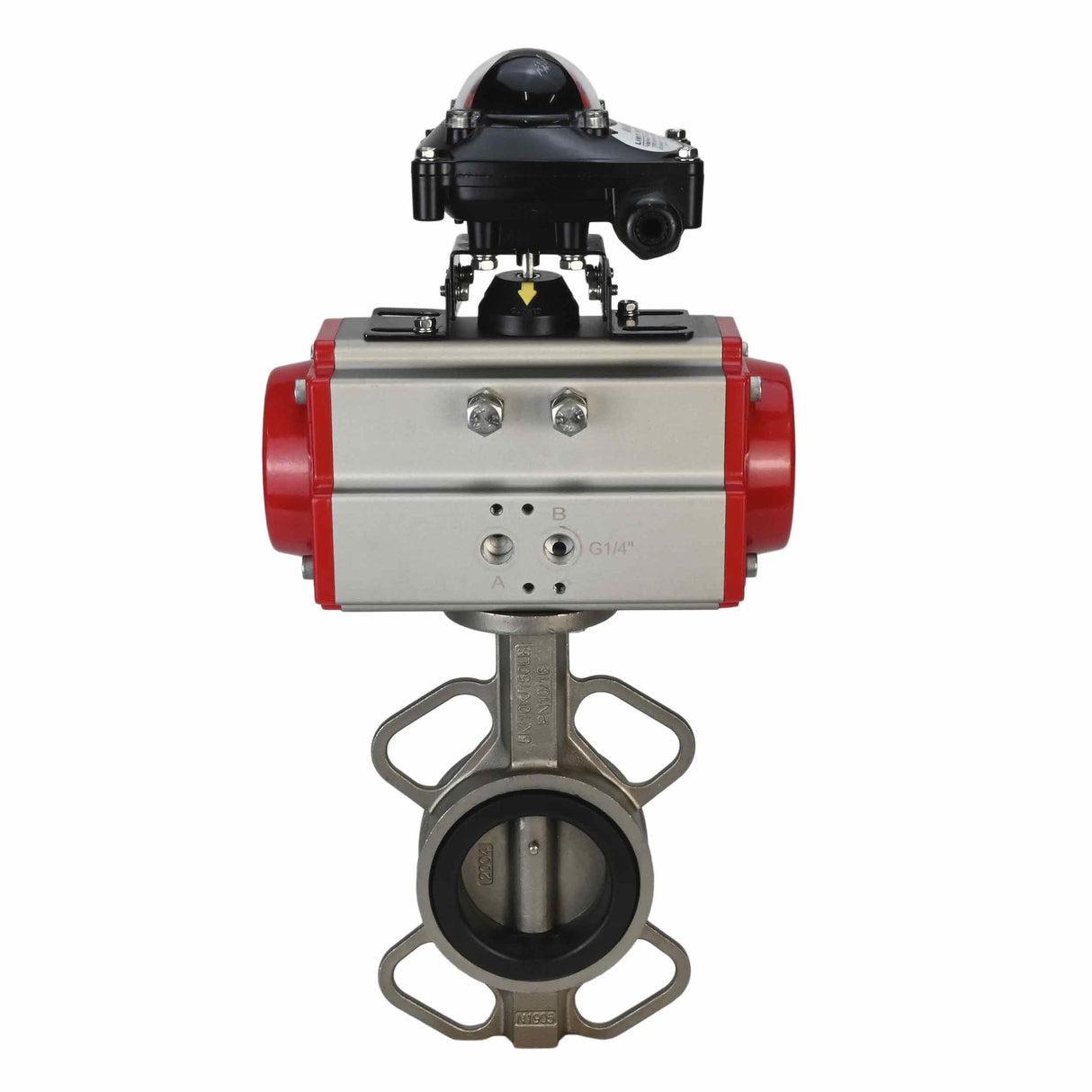 Válvula de mariposa de agua Elephant 316l-viton-sa-apl210n, material del cuerpo - acero inoxidable AISI 316L, material del disco - acero inoxidable AISI 316L, sello - VITON, actuador neumático operado