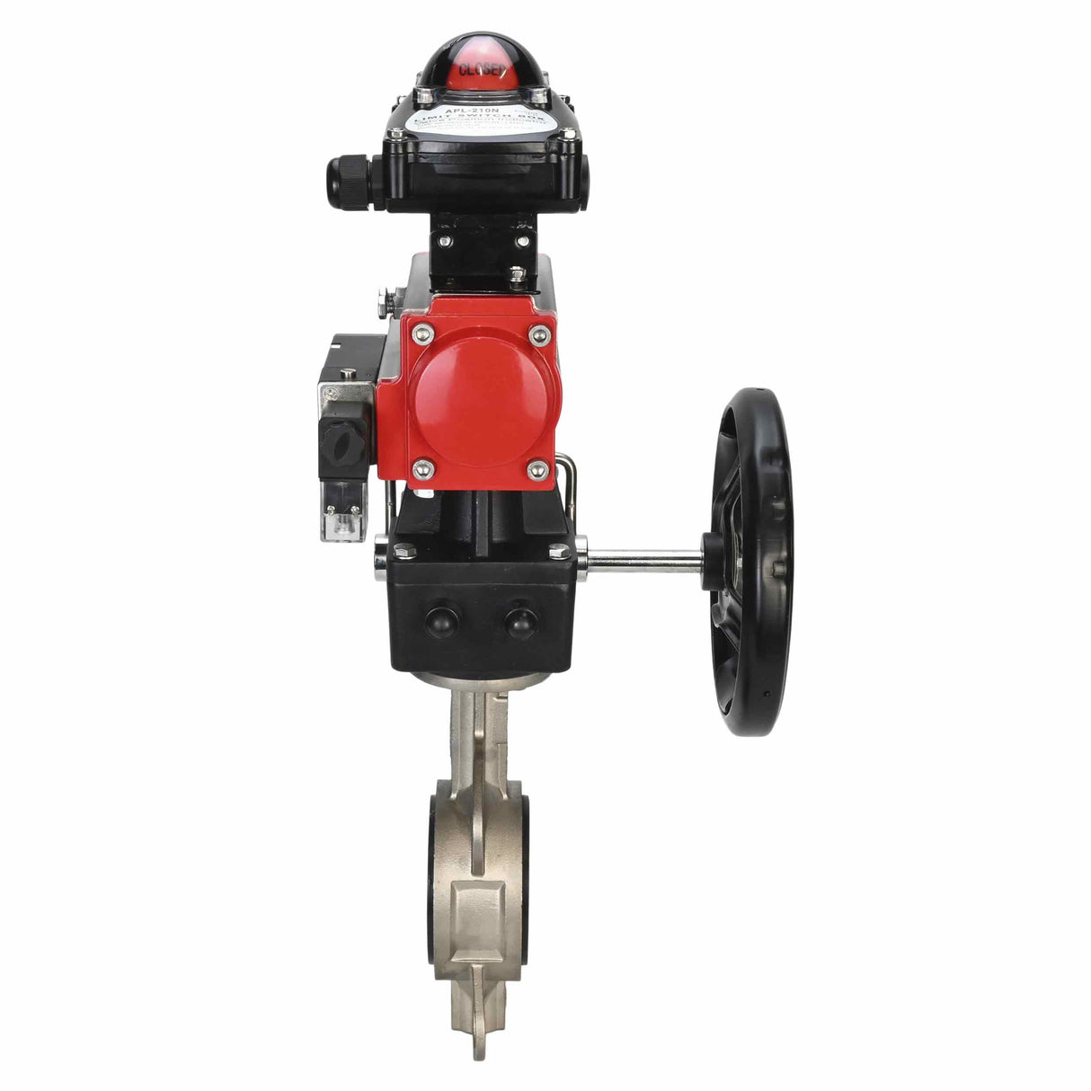 Válvula de mariposa de agua Elephant 316l-316l-epdm-da-4M310-110/220-apl210n-gm, material del cuerpo - acero inoxidable AISI 316L, material del disco - acero inoxidable AISI 316L, sello - EPDM, actuador neumático operado