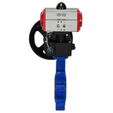 Vanne papillon d'eau Elephant WBV1631E-2W-Fb-H, matériau du corps - fonte QT450, matériau du disque - acier inoxydable AISI 304, joint - EPDM, avec actionneur pneumatique double effet PA-DA, volant MON