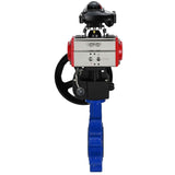 Vanne papillon d'eau Elephant WBV1631E-2W-Fb-H, matériau du corps - fonte QT450, matériau du disque - acier inoxydable AISI 304, joint - EPDM, avec actionneur pneumatique double effet PA-DA, volant MON, BKV APL-210N