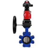 Vanne papillon d'eau Elephant WBV1631E-2W-Fb-H, matériau du corps - fonte QT450, matériau du disque - acier inoxydable AISI 304, joint - EPDM, avec actionneur pneumatique double effet PA-DA, volant MON, BKV APL-210N