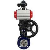 Vanne papillon d'eau Elephant WBV3EX-3432M-1W-F-ISO, matériau du corps - Acier au carbone, matériau du disque - Acier inoxydable AISI 316, joint - Métal, actionneur pneumatique PA-DA double action, 4M310-08 24V, BKV APL-210N, volant MON
