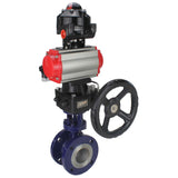 Vanne papillon d'eau Elephant WBV3EX-3432M-1W-F-ISO, matériau du corps - Acier au carbone, matériau du disque - Acier inoxydable AISI 316, joint - Métal, actionneur pneumatique PA-DA double action, 4M310-08 220V, BKV APL-510N EX, volant MON