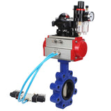 Vanne papillon d'eau Elephant WBV1616N-2W-Fb-H, matériau du corps - fonte QT450, matériau du disque - fonte QT450, joint - NBR, actionneur pneumatique PA-DA double action, 4V320-10 220V, BKV APL-210N BPV AFC2000