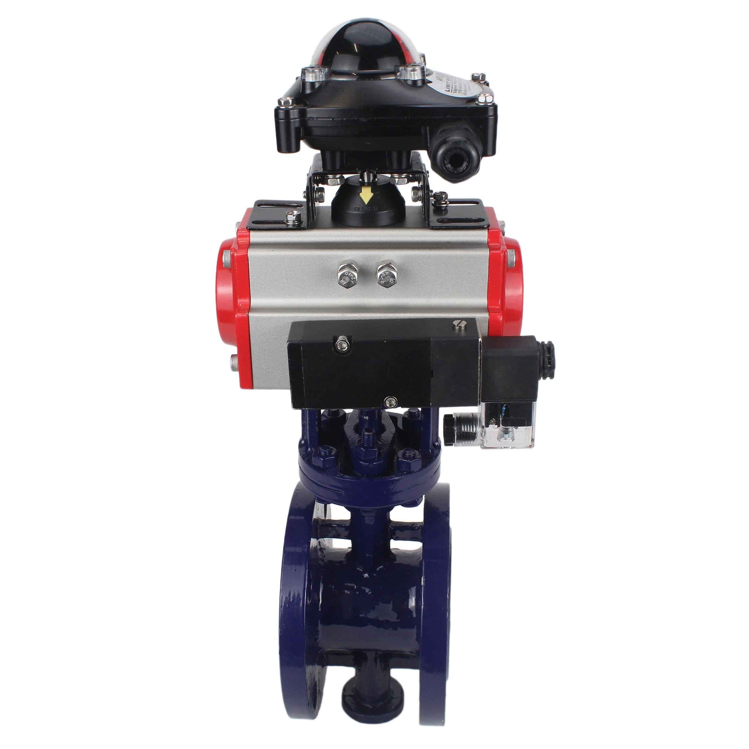 Vanne papillon d'eau Elephant WBV3EX-3432M-1W-F-ISO, matériau du corps - Acier au carbone, matériau du disque - Acier inoxydable AISI 316, joint - Métal, actionneur pneumatique PA-DA double action, 4M310-08 220V, BKV APL-210N