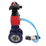 Vanne papillon d'eau Elephant WBV3EX-3431M-1W-F-ISO, matériau du corps - Acier au carbone, matériau du disque - Acier inoxydable AISI 304, joint - Métal, actionneur pneumatique PA-SA avec ressorts de rappel, 4V320-10 220V, BKV APL-210N