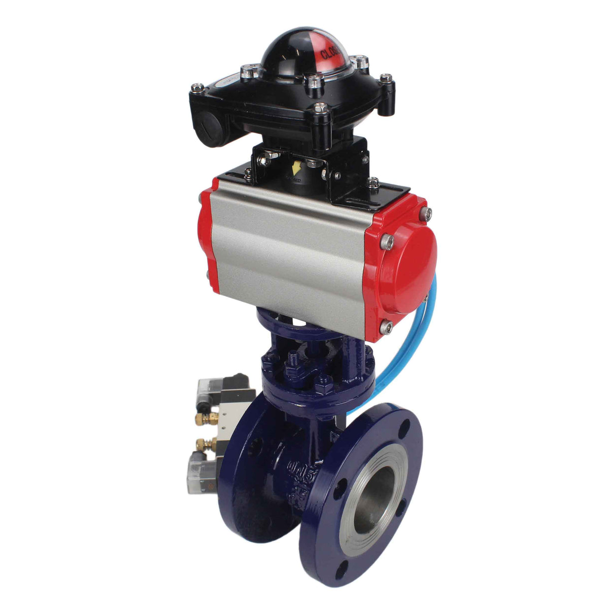 Vanne papillon d'eau Elephant WBV3EX-3431M-1W-F-ISO, matériau du corps - Acier au carbone, matériau du disque - Acier inoxydable AISI 304, joint - Métal, actionneur pneumatique PA-SA avec ressorts de rappel, 4V320-10 220V, BKV APL-210N