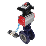 Vanne papillon d'eau Elephant WBV3EX-3431M-1W-F-ISO, matériau du corps - Acier au carbone, matériau du disque - Acier inoxydable AISI 304, joint - Métal, actionneur pneumatique PA-SA avec ressorts de rappel, 4V320-10 220V, BKV APL-210N