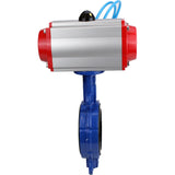 Vanne papillon d'eau Elephant WBV1413E-2W-Fb-H, matériau du corps - fonte GGG50, matériau du disque - fonte GGG40, joint - EPDM, avec actionneur pneumatique avec ressorts de rappel PA-SA, 4V320-10 220V
