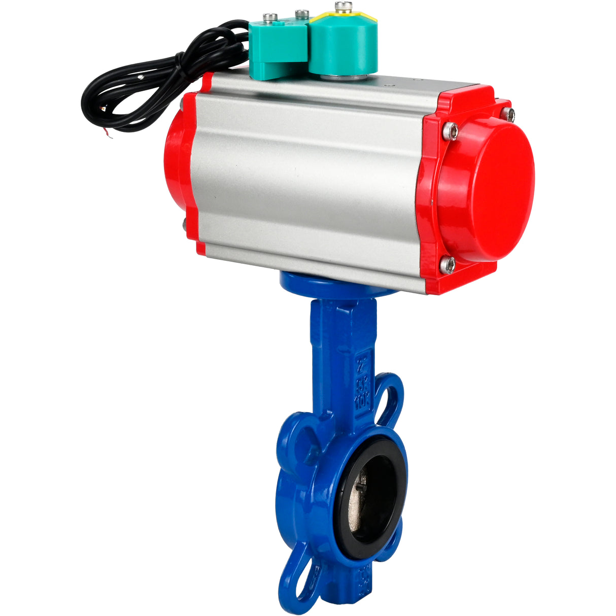 Water Butterfly Valve Elephant WBV1413E-2W-Fb-H DN40-300 16 bar body - GGG50 cast iron, disc - GGG40 cast iron, seal - EPDM, with pneumatic actuator PA-DA-XXX, pneumatic distributor 4M310-08 NAMUR 24V and ALS200D magnetic switch