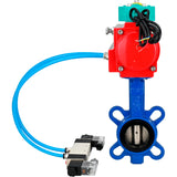 Water Butterfly Valve Elephant WBV1413E-2W-Fb-H DN40-300 16 bar body - GGG50 cast iron, disc - GGG40 cast iron, seal - EPDM, with pneumatic actuator PA-DA-XXX, pneumatic distributor 4V320-10 220V and ALS200D magnetic switch