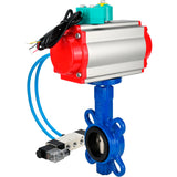 Water Butterfly Valve Elephant WBV1413E-2W-Fb-H DN40-300 16 bar body - GGG50 cast iron, disc - GGG40 cast iron, seal - EPDM, with pneumatic actuator PA-DA-XXX, pneumatic distributor 4V320-10 220V and ALS200D magnetic switch