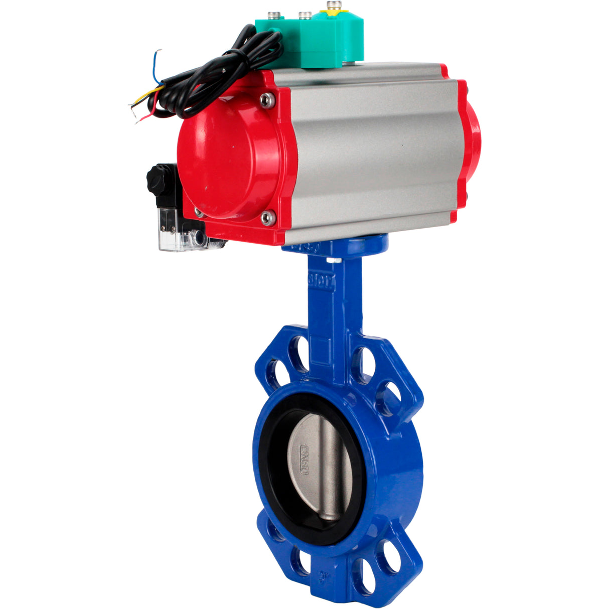 Water Butterfly Valve Elephant WBV1432E-2W-Fb-H DN40-300 16 bar body - GGG50 cast iron, disc - 316L stainless steel, seal - EPDM, with pneumatic actuator PA-DA-XXX, pneumatic distributor 4M310-08 NAMUR 24V and ALS200D magnetic switch