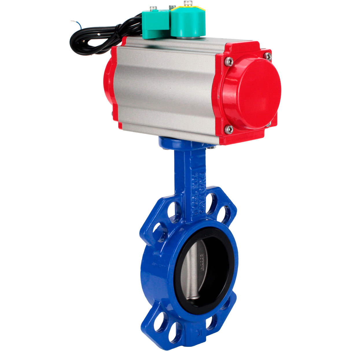 Water Butterfly Valve Elephant WBV1432E-2W-Fb-H DN40-300 16 bar body - GGG50 cast iron, disc - 316L stainless steel, seal - EPDM, with pneumatic actuator PA-DA-XXX, pneumatic distributor 4M310-08 NAMUR 24V and ALS200D magnetic switch