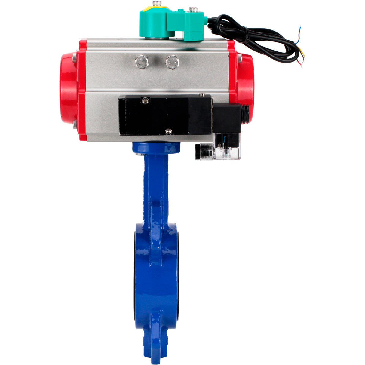 Water Butterfly Valve Elephant WBV1432E-2W-Fb-H DN40-300 16 bar body - GGG50 cast iron, disc - 316L stainless steel, seal - EPDM, with pneumatic actuator PA-DA-XXX, pneumatic distributor 4M310-08 NAMUR 24V and ALS200D magnetic switch