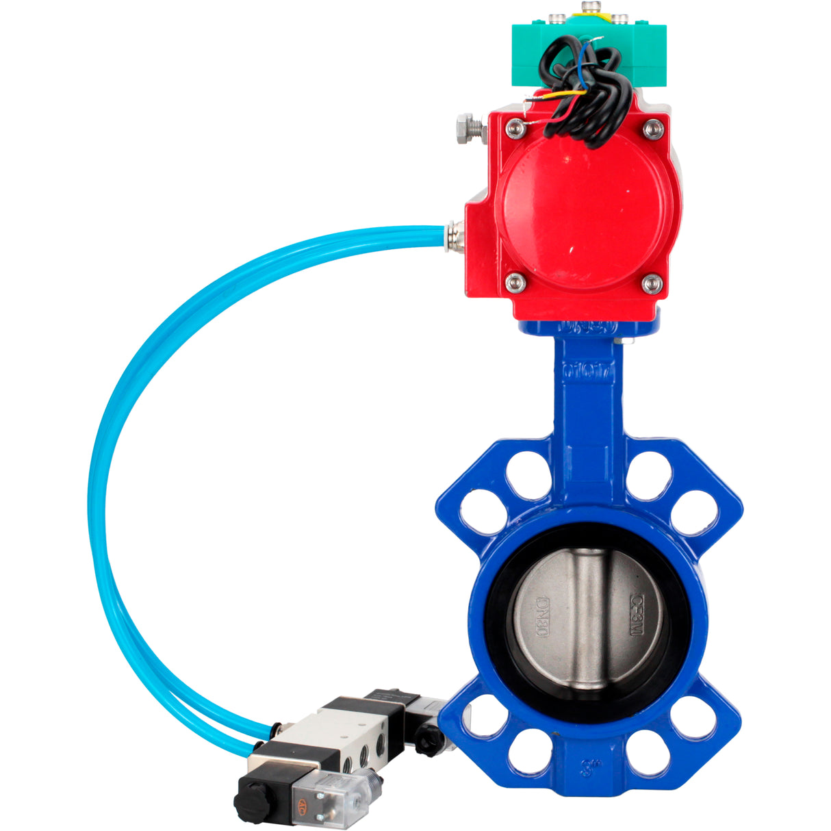Water Butterfly Valve Elephant WBV1432N-2W-Fb-H DN40-300 16 bar body - GGG50 cast iron, disc - 316L stainless steel, seal - NBR, with pneumatic actuator PA-DA-XXX, pneumatic distributor 4V320-10 220V and ALS200D magnetic switch