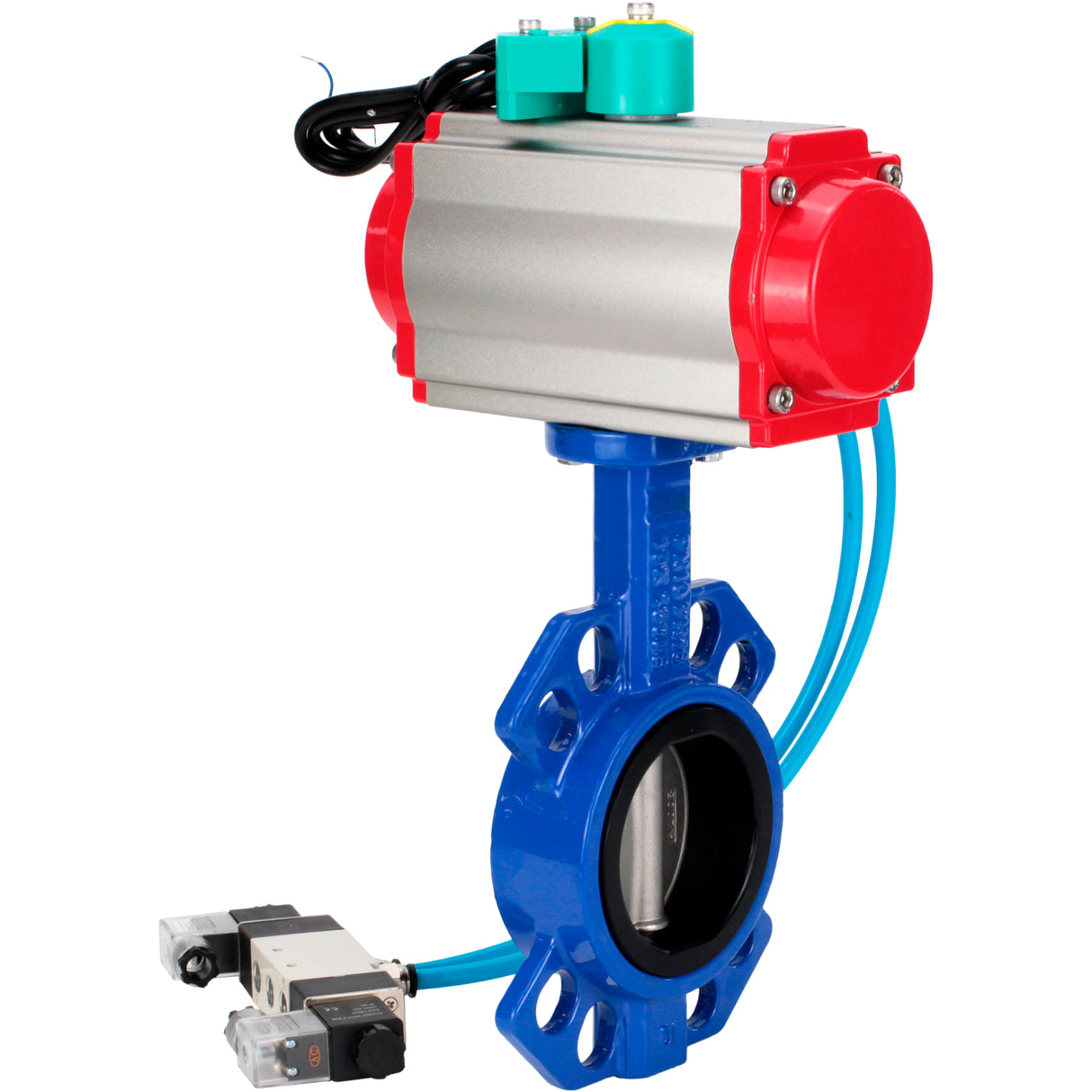 Water Butterfly Valve Elephant WBV1432N-2W-Fb-H DN40-300 16 bar body - GGG50 cast iron, disc - 316L stainless steel, seal - NBR, with pneumatic actuator PA-DA-XXX, pneumatic distributor 4V320-10 220V and ALS200D magnetic switch