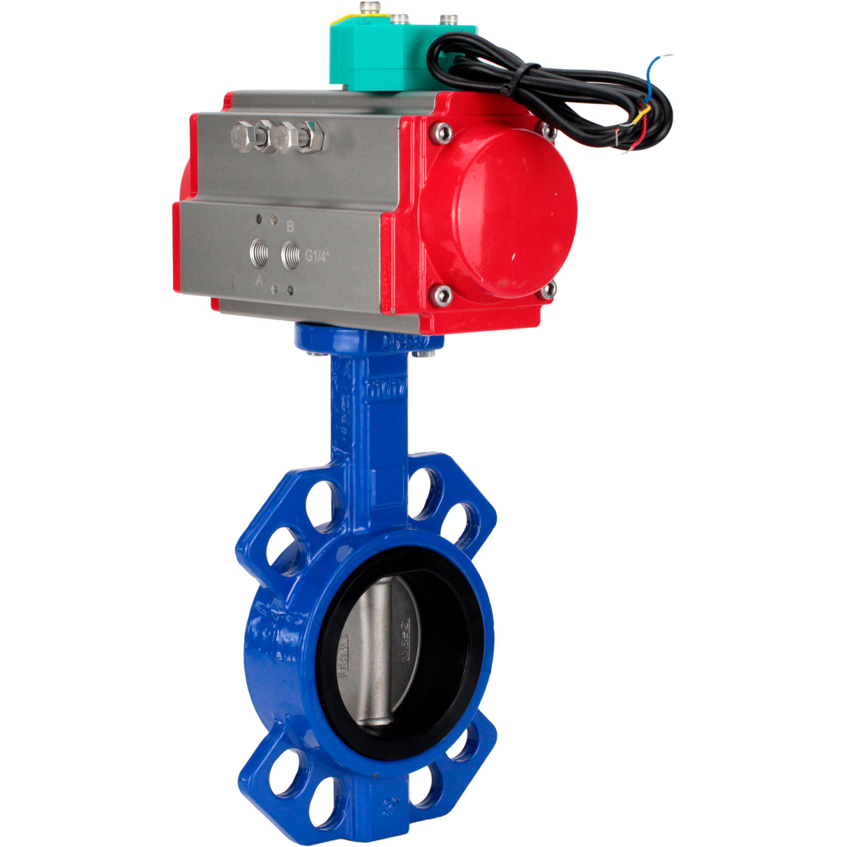 Water Butterfly Valve Elephant WBV1432N-2W-Fb-H DN40-300 16 bar body - GGG50 cast iron, disc - 316L stainless steel, seal - NBR, with pneumatic drive PA-DA-XXX and ALS200D magnetic switch