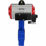 Vanne papillon d'eau Elephant WBV1616E-2W-Fb-H, matériau du corps - fonte QT450, matériau du disque - fonte QT450, joint - EPDM, actionneur pneumatique PA-SA avec ressorts de rappel, 4M310-08 24V