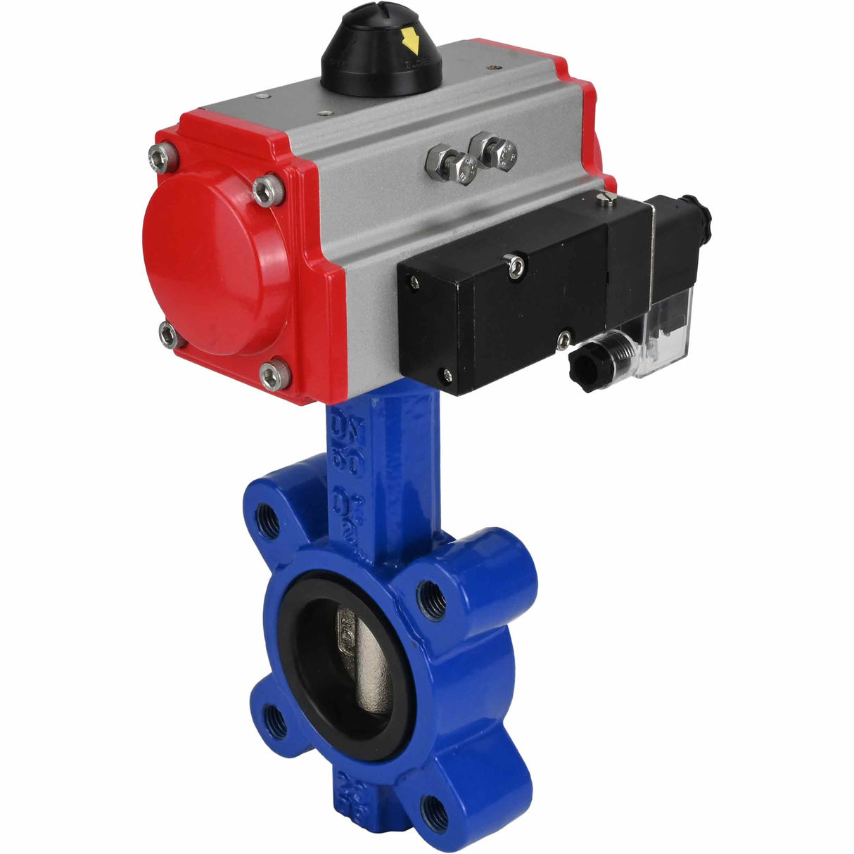 Vanne papillon d'eau Elephant WBV1616N-2W-Fb-H, matériau du corps - fonte QT450, matériau du disque - fonte QT450, joint - NBR, actionneur pneumatique PA-SA avec ressorts de rappel, 4M310-08 24V