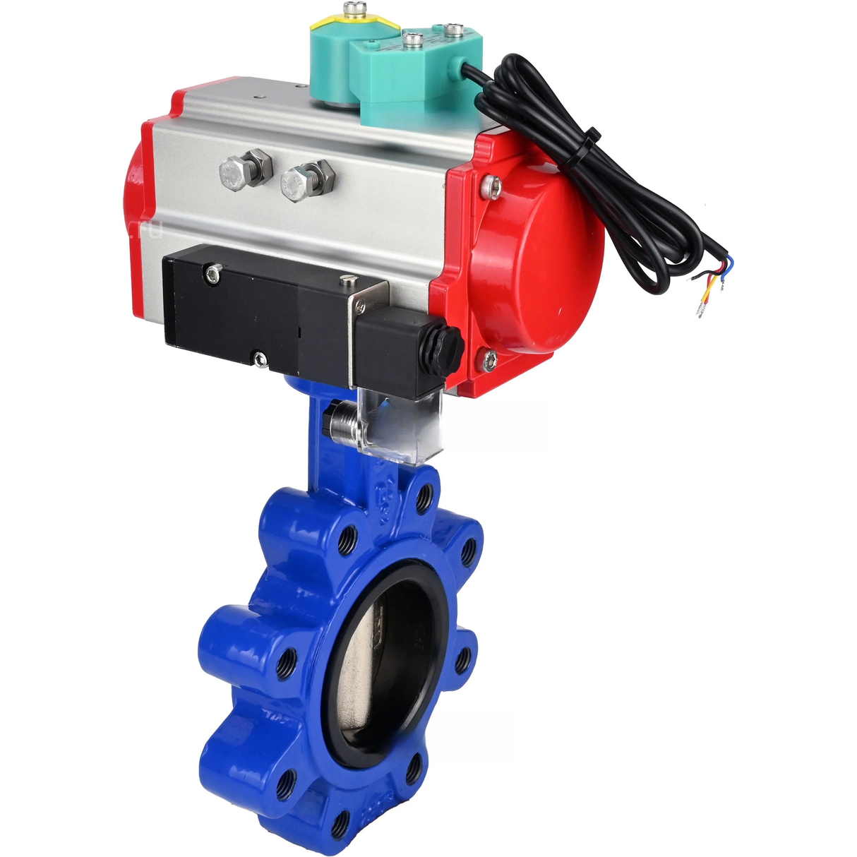 Disc rotary valves Elephant WBV1616N-2W-Fb-H DN50-150 16 bar LUG body - QT450 cast iron, disc - QT450 cast iron, seal - NBR, with pneumatic actuator PA-DA-XXX, pneumatic distributor 4M310-08 220V and ALS200D magnetic switch
