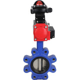 Vanne papillon d'eau Elephant WBV1616E-2W-Fb-H, matériau du corps - fonte QT450, matériau du disque - fonte QT450, joint - EPDM, actionneur pneumatique PA-DA double action, 4M310-08 220V, BKV APL-210N