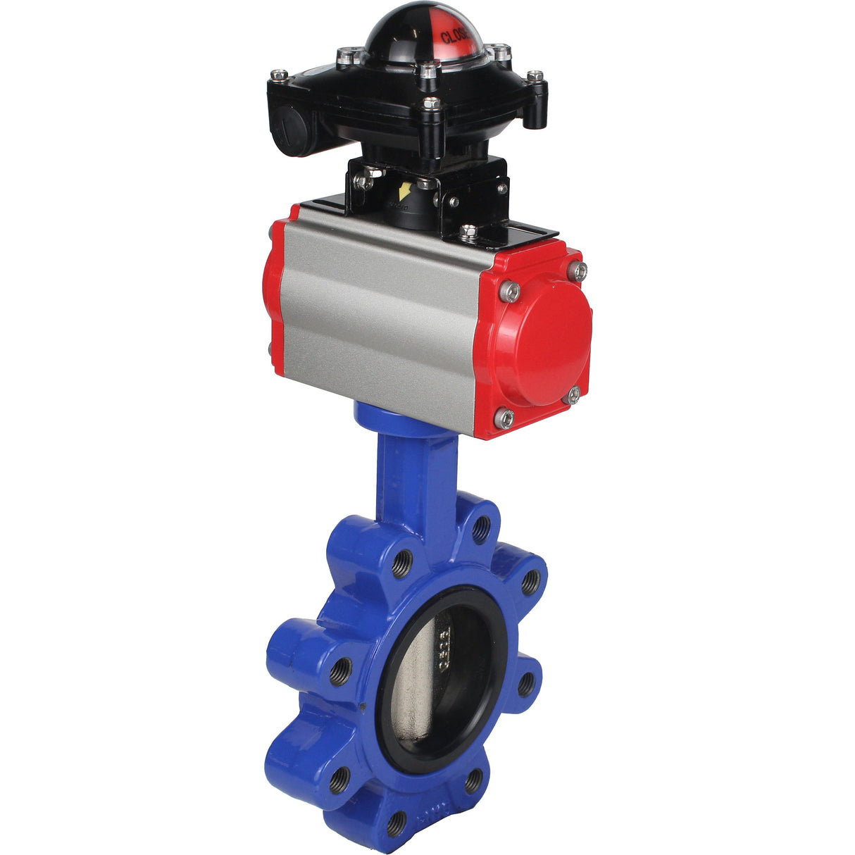 Vanne papillon d'eau Elephant WBV1616E-2W-Fb-H, matériau du corps - fonte QT450, matériau du disque - fonte QT450, joint - EPDM, actionneur pneumatique PA-DA double action, 4M310-08 220V, BKV APL-210N