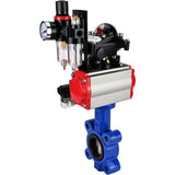 Vanne papillon d'eau Elephant WBV1616E-2W-Fb-H, matériau du corps - fonte QT450, matériau du disque - fonte QT450, joint - EPDM, actionneur pneumatique PA-SA avec ressorts de rappel, 4M310-08 220V, BKV APL-210N BPV AFC2000