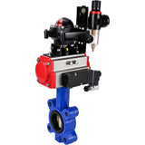 Vanne papillon d'eau Elephant WBV1616E-2W-Fb-H, matériau du corps - fonte QT450, matériau du disque - fonte QT450, joint - EPDM, actionneur pneumatique PA-SA avec ressorts de rappel, 4M310-08 220V, BKV APL-210N BPV AFC2000