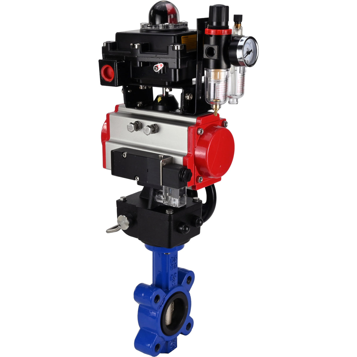 Vanne papillon d'eau Elephant WBV1616N-2W-Fb-H, matériau du corps - fonte QT450, matériau du disque - fonte QT450, joint - NBR, actionneur pneumatique PA-DA double action, 4M310-08 24V, BKV APL-410N EX, volant MON, BPV AFC2000