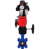Vanne papillon d'eau Elephant WBV1616N-2W-Fb-H, matériau du corps - fonte QT450, matériau du disque - fonte QT450, joint - NBR, actionneur pneumatique PA-DA double action, 4M310-08 24V, BKV APL-410N EX, volant MON, BPV AFC2000
