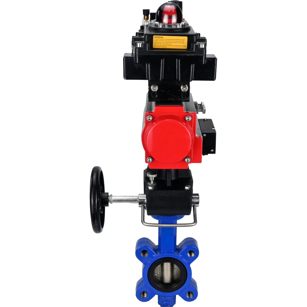 Vanne papillon d'eau Elephant WBV1616N-2W-Fb-H, matériau du corps - fonte QT450, matériau du disque - fonte QT450, joint - NBR, actionneur pneumatique PA-DA double action, 4M310-08 24V, BKV APL-410N EX, volant MON, BPV AFC2000