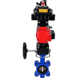 Vanne papillon d'eau Elephant WBV1616N-2W-Fb-H, matériau du corps - fonte QT450, matériau du disque - fonte QT450, joint - NBR, actionneur pneumatique PA-DA double action, 4M310-08 24V, BKV APL-410N EX, volant MON, BPV AFC2000