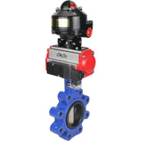 Vanne papillon d'eau Elephant WBV1616N-2W-Fb-H, matériau du corps - fonte QT450, matériau du disque - fonte QT450, joint - NBR, actionneur pneumatique PA-DA double action, 4M310-08 220V, BKV APL-510N EX