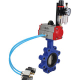 Vanne papillon d'eau Elephant WBV1616N-2W-Fb-H, matériau du corps - fonte QT450, matériau du disque - fonte QT450, joint - NBR, avec actionneur pneumatique double effet PA-DA, 4V320-10 220V, BPV AFC2000