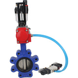 Vanne papillon d'eau Elephant WBV1616N-2W-Fb-H, matériau du corps - fonte QT450, matériau du disque - fonte QT450, joint - NBR, actionneur pneumatique PA-SA avec ressorts de rappel, 4V320-10 220V BPV AFC2000