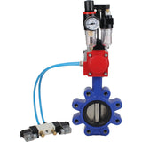 Vanne papillon d'eau Elephant WBV1616N-2W-Fb-H, matériau du corps - fonte QT450, matériau du disque - fonte QT450, joint - NBR, actionneur pneumatique PA-SA avec ressorts de rappel, 4V320-10 220V BPV AFC2000