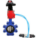 Vanne papillon d'eau Elephant WBV1616N-2W-Fb-H, matériau du corps - fonte QT450, matériau du disque - fonte QT450, joint - NBR, actionneur pneumatique PA-DA double action, 4V320-08 220V, BKV APL-210N