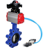 Vanne papillon d'eau Elephant WBV1616N-2W-Fb-H, matériau du corps - fonte QT450, matériau du disque - fonte QT450, joint - NBR, actionneur pneumatique PA-DA double action, 4V320-10 220V, BKV APL-210N